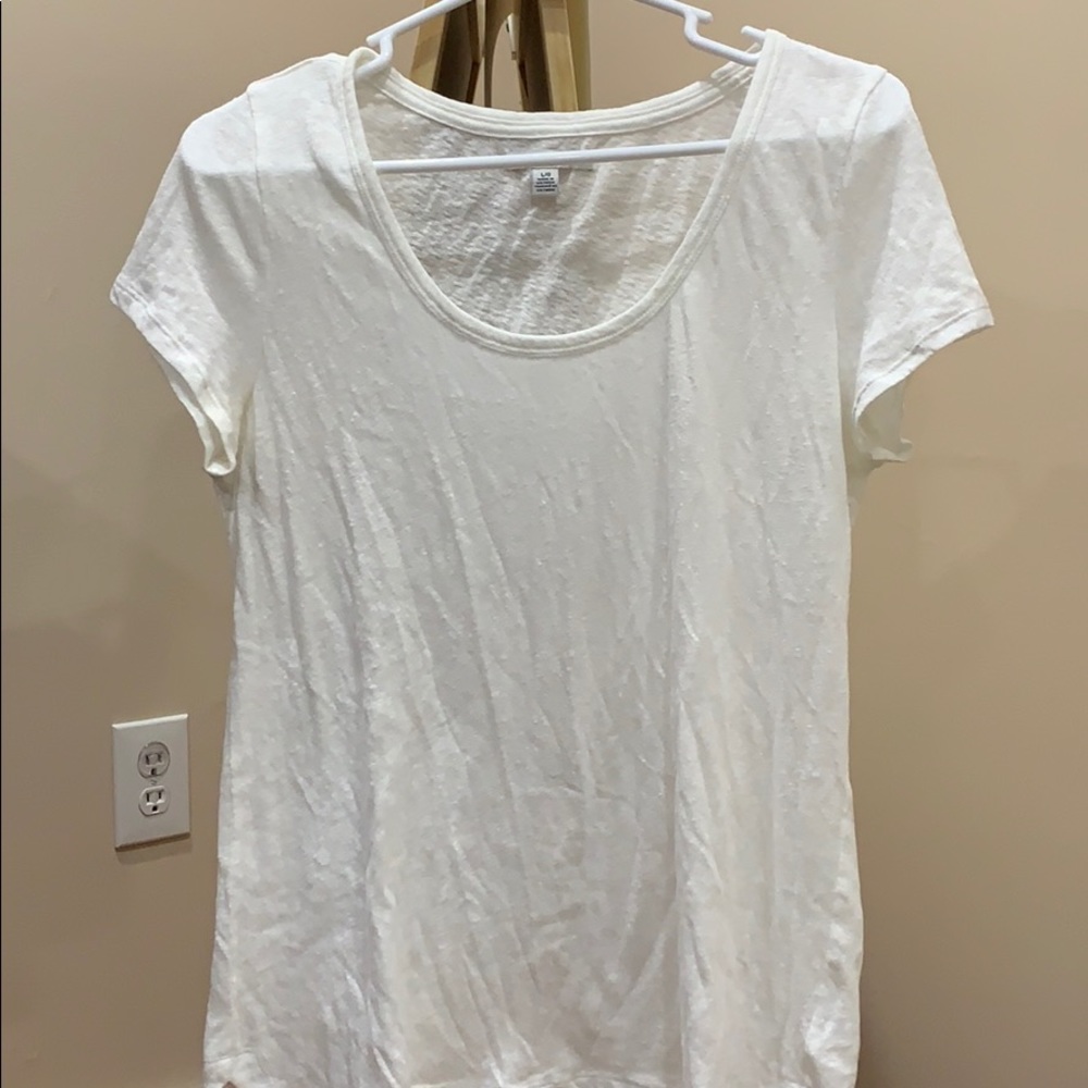 White scoop neck